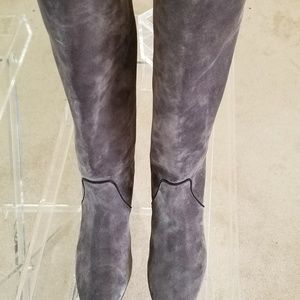 Lanvin suede knee-high boots grey